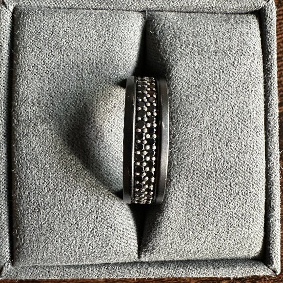 David Yurman Streamline Two Row Band Ring w/ Black Diamonds - Size 10 - Picture 3 of 16